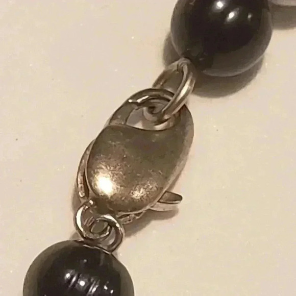 Vintage Necklace Genuine Pearl Gray & Black Baroque Freshwater Pearls Choker - Picture 8 of 9